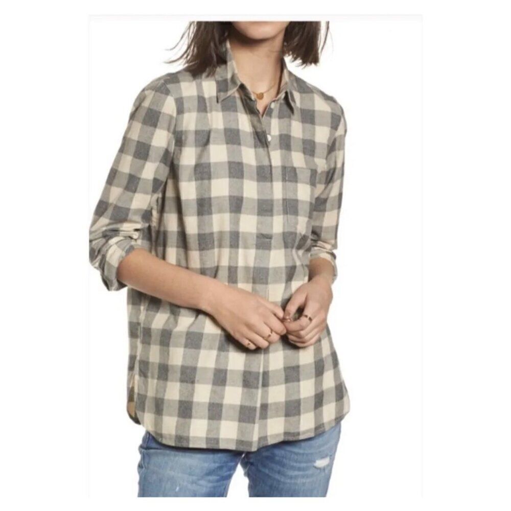 Madewell Woman Boyfriend Long Sleeve Buffalo Checkered Shirt Back Button Size S